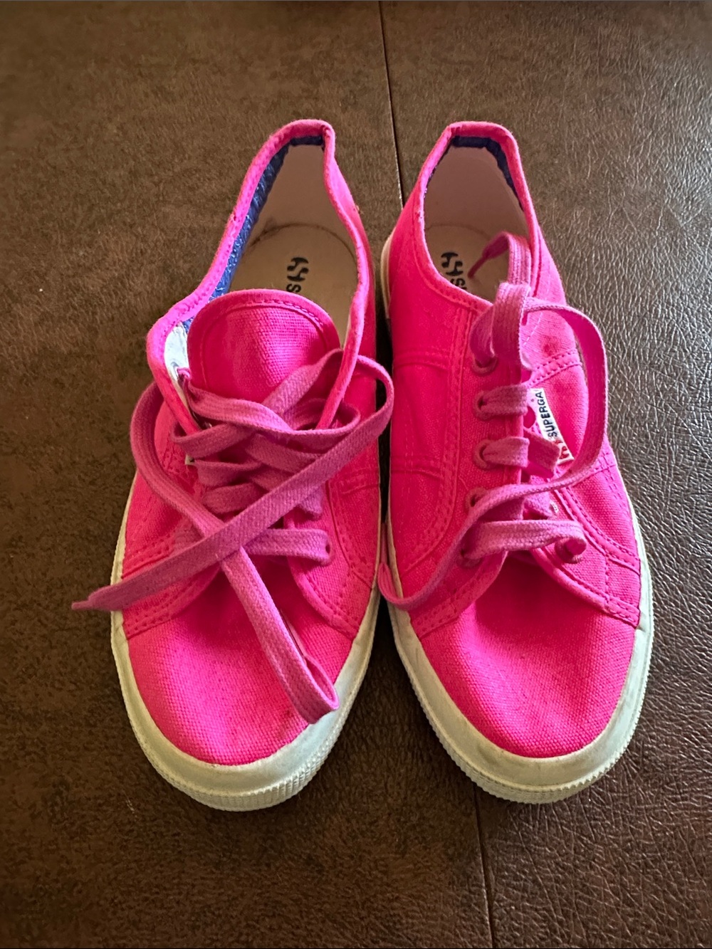 Superga Womens Hot Pink Canvas Lace-Up Sneakers